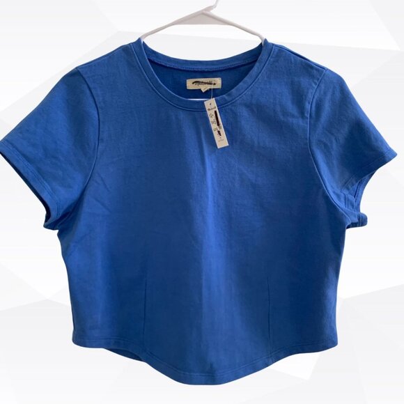 NWT $45 Madewell Heavyweight Jersey Crewneck Tee Blue Size M - Picture 2 of 6